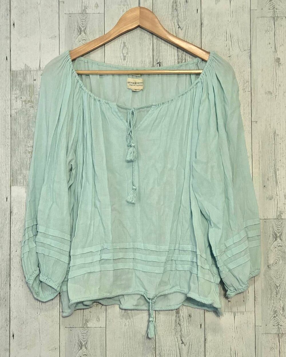RL Denim & Supply Cotton Blend Boho Peasant Top Sz. M
